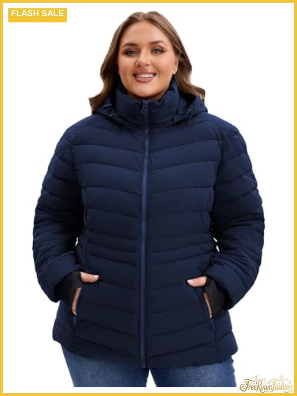 Women's Plus Size Lightweight Puffer Jacket Quilted Hooded Winter Coat